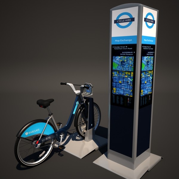 barclays cycle hire 3d max - Barclays Cycle Hire by cermaka